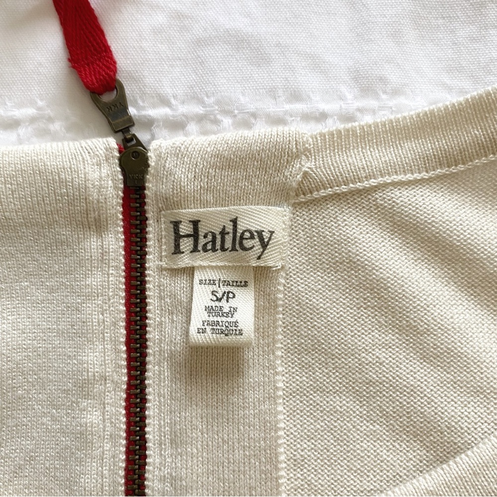 HATLEY CREAM GREY NAVY STRIPED KNITTED LONG SLEEVE DRESS - S - Picture 8 of 14